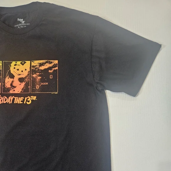 Friday The 13th T-Shirt Mens XL Black Orange Graphic Halloween Horror Spooky Tee - Picture 5 of 6